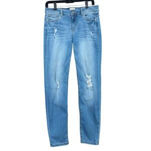 id:23 Distressed Skinny Jeans Womens 29 Cotton Blend Light Blue